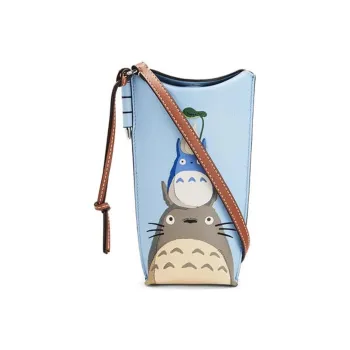 LOEWE Calfskin Cell Phone Pouch Shoulder Bag Crossbody Bag Women's Candy Color/Light Blue