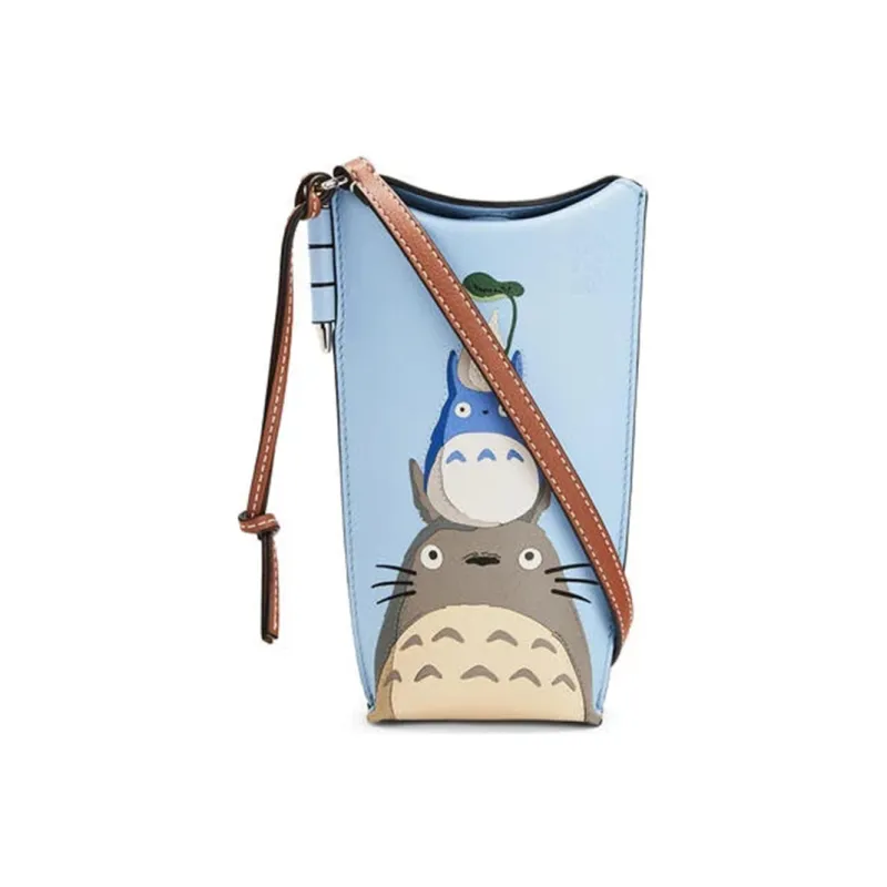 LOEWE Calfskin Cell Phone Pouch Shoulder Bag Crossbody Bag Women's Candy Color/Light Blue-0