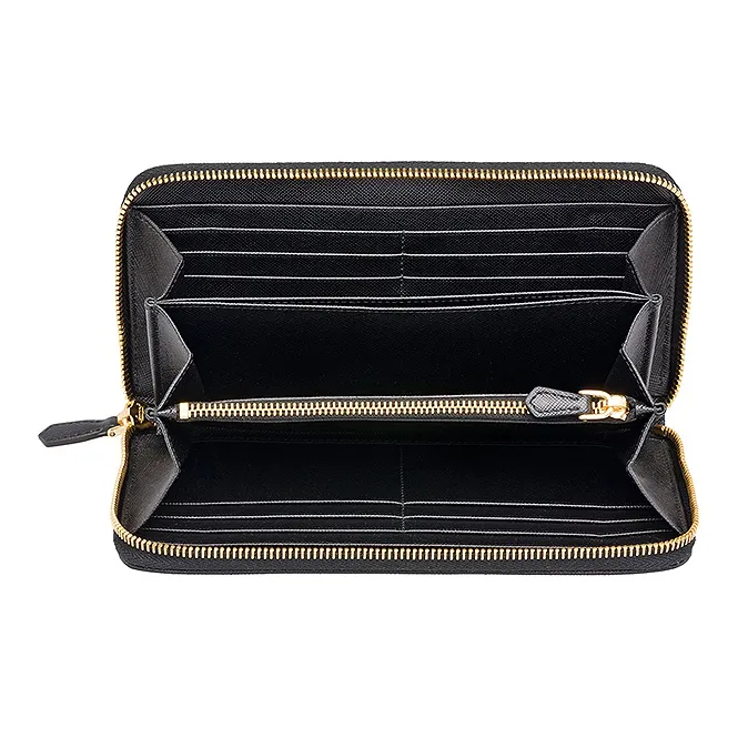 PRADA Cow Leather Wallet Women's Black-3