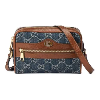 GUCCI Ophidia Denim With Leather Camera Bag, Crossbody Bag, Shoulder Bag Women's