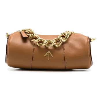 Manu Atelier Cylinder Leather Arrow Bag, Cylinder Bag, Handbag, Crossbody Bag, Shoulder Bag Women's Brown