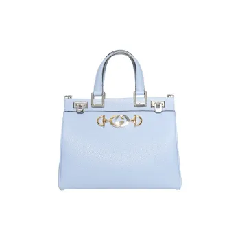 GUCCI Zumi Leather Shoulder Bag Crossbody Bag Handbag Small Size Women's Light Blue