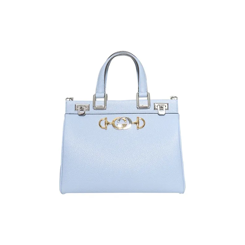 GUCCI Zumi Leather Shoulder Bag Crossbody Bag Handbag Small Size Women's Light Blue-0