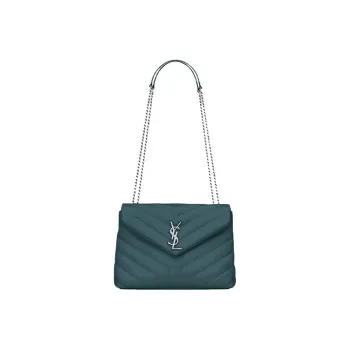 SAINT LAURENT LOULOU Quilting Leather Chain Bag Crossbody Bag Shoulder Bag Women's Gasoline Green