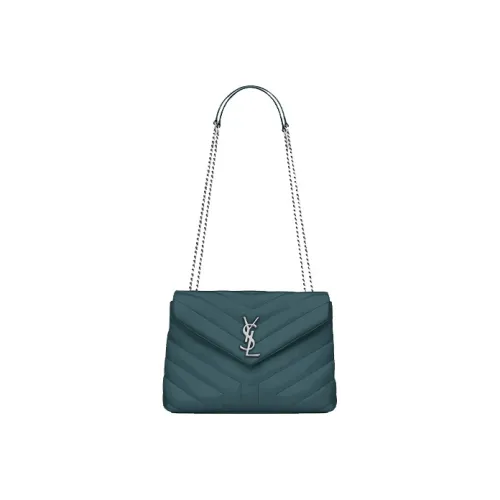 SAINT LAURENT LOULOU Quilting Leather Chain Bag Crossbody Bag Shoulder Bag Women's Gasoline Green