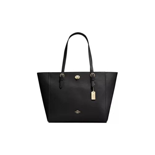 COACH Turnlock PVC Portable One Shoulder Crossbody Tote Tote Large Size Women's Black