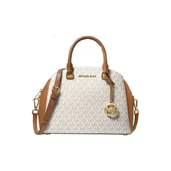 MICHAEL KORS Maxine Leather Dome Bag Handbag Shoulder Bag Crossbody Bag Medium Size Women's Vanilla White