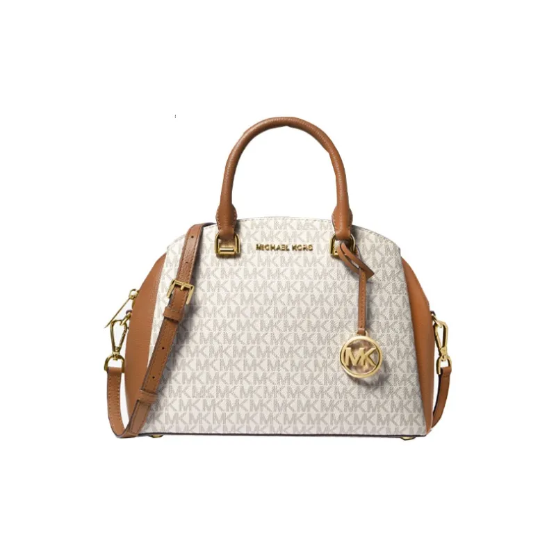 MICHAEL KORS Maxine Leather Dome Bag Handbag Shoulder Bag Crossbody Bag Medium Size Women's Vanilla White-0