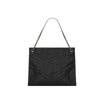 SAINT LAURENT Leather Tote Bag, Shopping Bag, Handbag, Shoulder Bag Women's Black