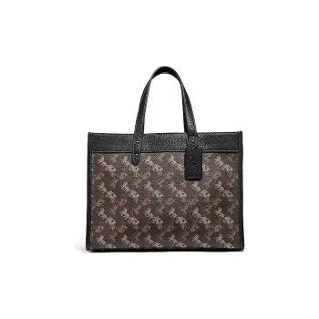 COACH Field Leather Tote Bag Shopping Bag Shoulder Bags Handbags Large Size Women's Black Umber