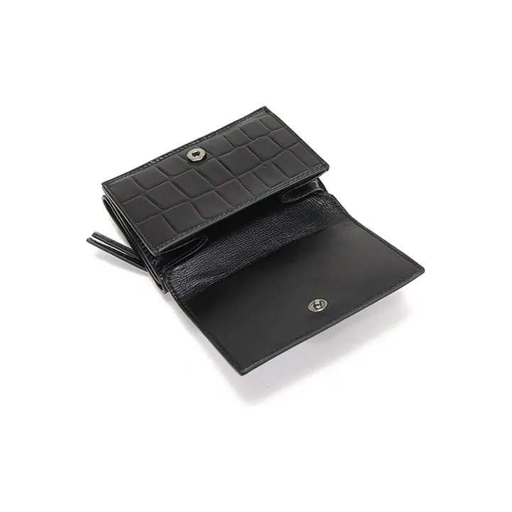 Balenciaga Cow Leather Wallets With Money Clip Mini Women's Black-5