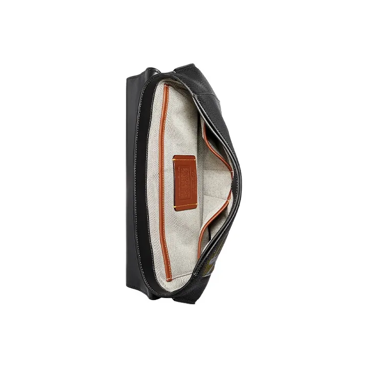 COACH Basquiat Collaboration Rogue Leather Messenger Bag, Shoulder Bag, Crossbody Bag Regular Men's Black-3