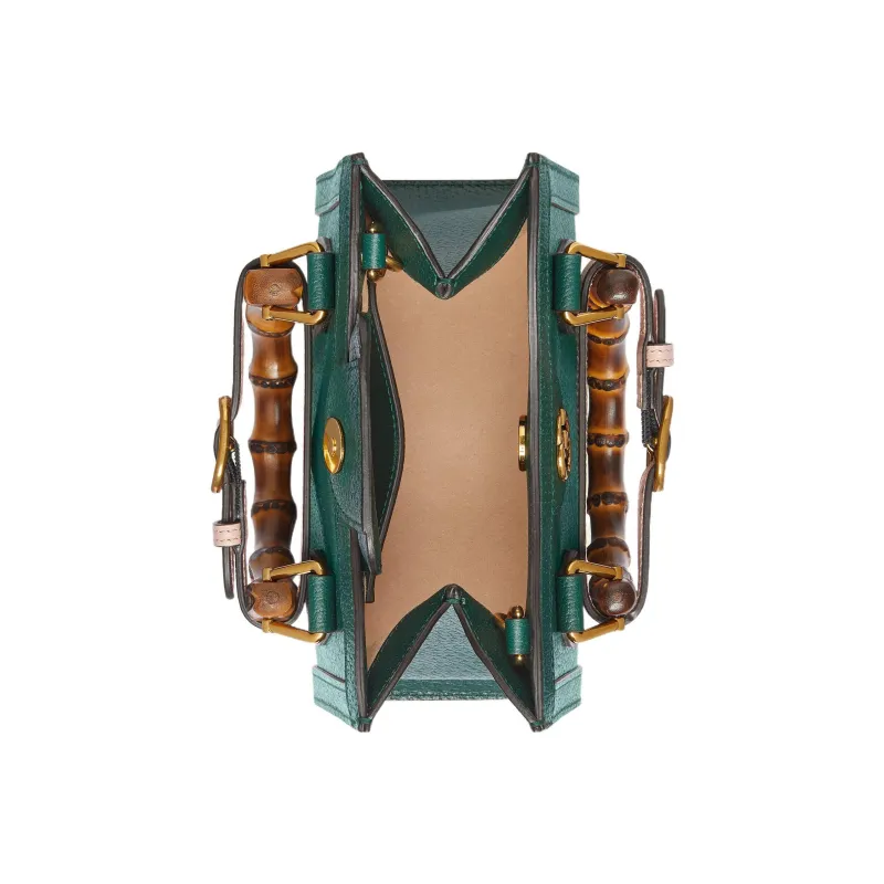 GUCCI Diana Leather One Shoulder Handbags Mini Women's Green-6