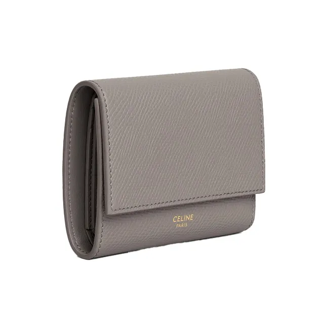 CELINE Grain Cow Leather Wallet Small Size Women's Pebble-1
