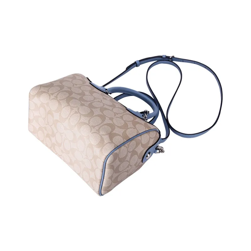 COACH Bennett Canvas With Leather One Shoulder Handbag Crossbody Bag Mini Women's Khaki Blue-3