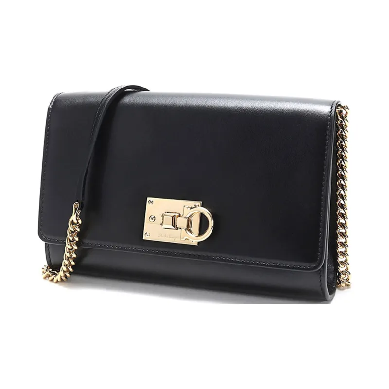 FERRAGAMO Cow Leather Crossbody Bag Women's Black-1