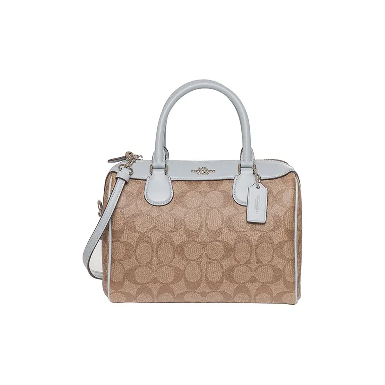 COACH Bennett PVC Boston Bag Handbag Crossbody Bag Medium Size Women's Khaki Light Blue-0