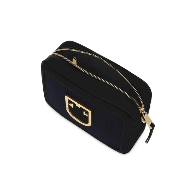 Furla Brava Camelia Cow Leather Camera Bag, Shoulder Bag, Crossbody Bag Mini Women's Black-2