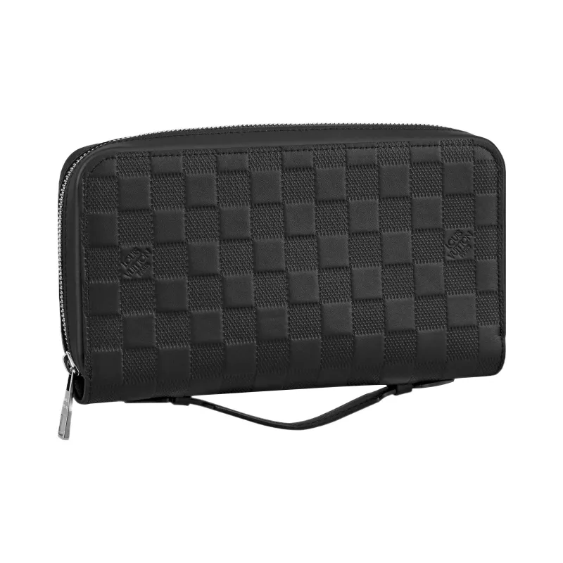 LOUIS VUITTON Infini Leather Cow Leather Lining Clutch Wallet Tubas Men's Black-1