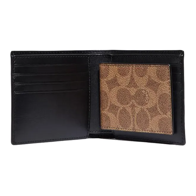 COACH 3 IN 1 Wallet Canvas With Leather Wallet Men's Brown-1