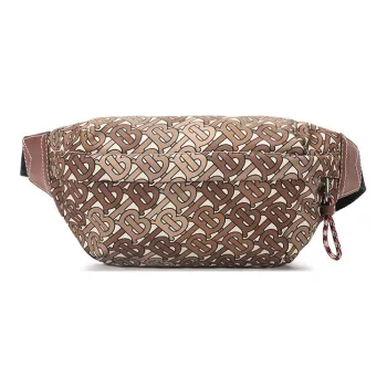 Burberry Canvas Fanny Pack Medium Size Unisex Camouflage Brown