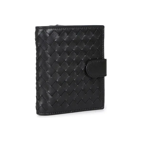 Bottega Veneta Intrecciato Cow Leather Wallet Unisex Black-2