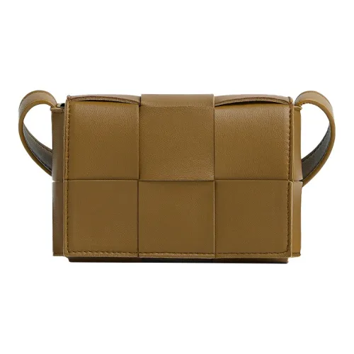 Bottega Veneta CASSETTE Sheepskin Tofu Bag Plaid Shoulder Bag Crossbody Bag Mini Women's Oak Fruit Color