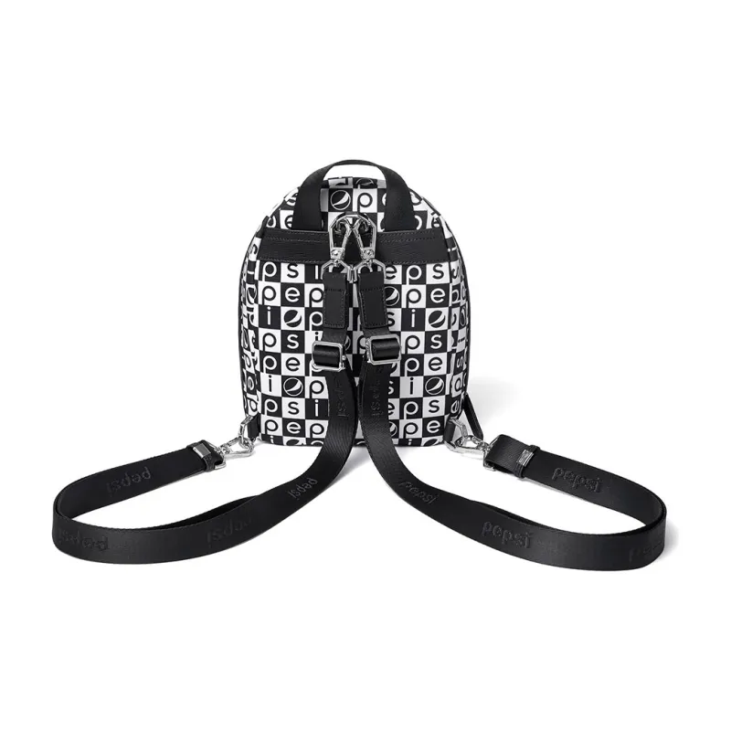 Pepsi Polyester Cotton Blend Backpack Regular Women's Black White-2