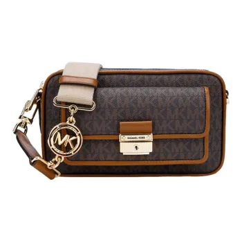MICHAEL KORS Leather Camera Bag, Commute Bag, Crossbody Bag Medium Size Women's Brown