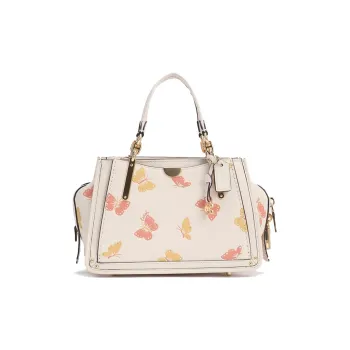 COACH Dreamer Leather Handbag, Shoulder Bag, Crossbody Bag Small Size Women's White & Cherry Blossom Pink