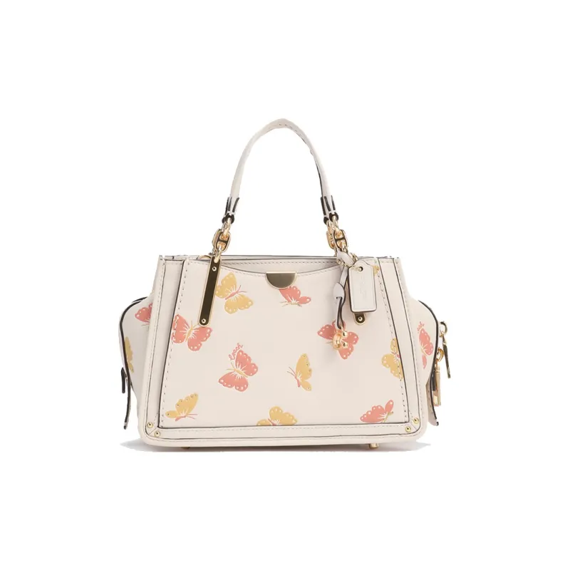 COACH Dreamer Leather Handbag, Shoulder Bag, Crossbody Bag Small Size Women's White & Cherry Blossom Pink-0