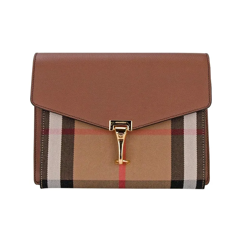 Burberry Cow Leather Messenger Bag Shoulder Bag Crossbody Bag Small Size Women's Brown-0