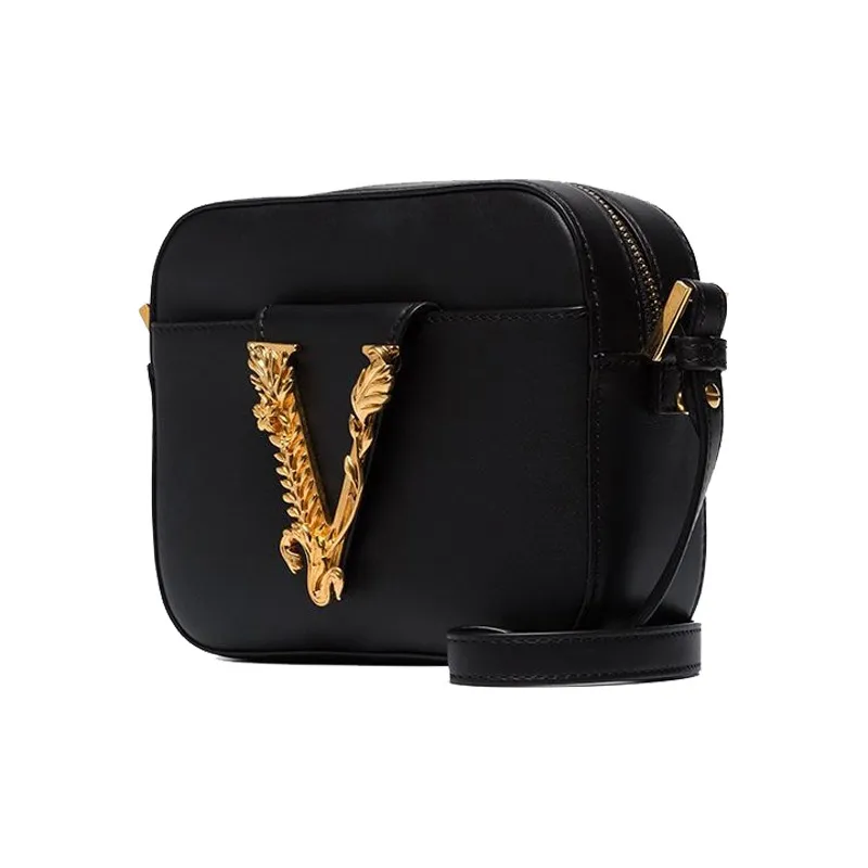 VERSACE Virtus Leather Camera Bag Shoulder Bag Crossbody Bag Women's Black-2