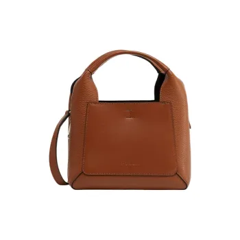 Furla Calfskin Patchwork Grain Leather Tote Bag, Shopping Bag, Shoulder Bag Mini Women's Brown Black