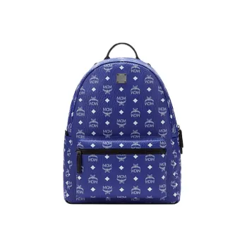 MCM Coated Canvas Backpack Medium Size Men's Modern Blue
