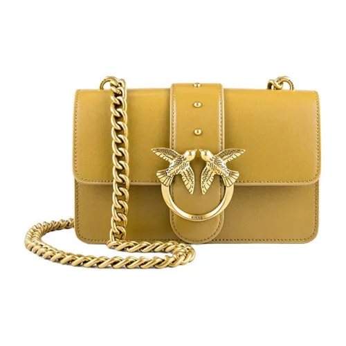 PINKO SIMPLY Grained Leather Flying Bird Swallow Bag Crossbody Bag Shoulder Bag Mini Women's Camel Brown