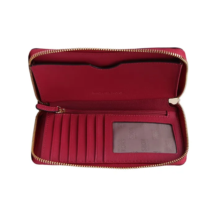 MICHAEL KORS Jet Set Travel Cow Leather Clutch Wallet Women's Red-3