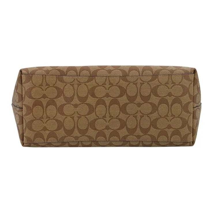 COACH Town PVC Tote Bag, Shopping Bag, Handbag, Shoulder Bag Women's Light Brown & Red Edge-4