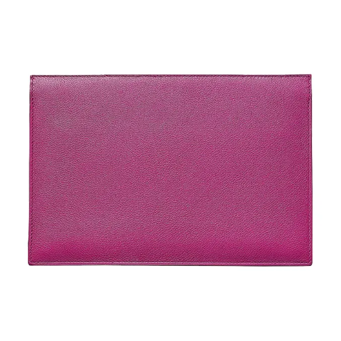 HERMES Evercolor Calfskin Clutch Women's Rose Red/Brown-2