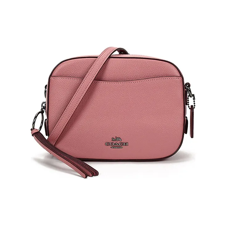 COACH Camera Polished Grained Leather Camera Bag Shoulder Bag Crossbody Bag Small Size Women's Vintage Pink-0