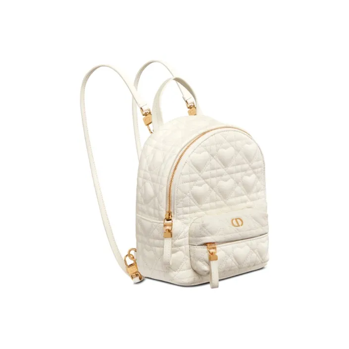 DIOR Sheepskin Backpack Mini Women's White-1