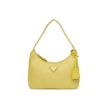 PRADA Hobo Nylon Fabric Shoulder Bag Handbag Women's Yellow