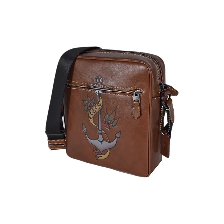 COACH Metropolitan Leather Shoulder Bag Crossbody Bag Small Size Men's Brown-1