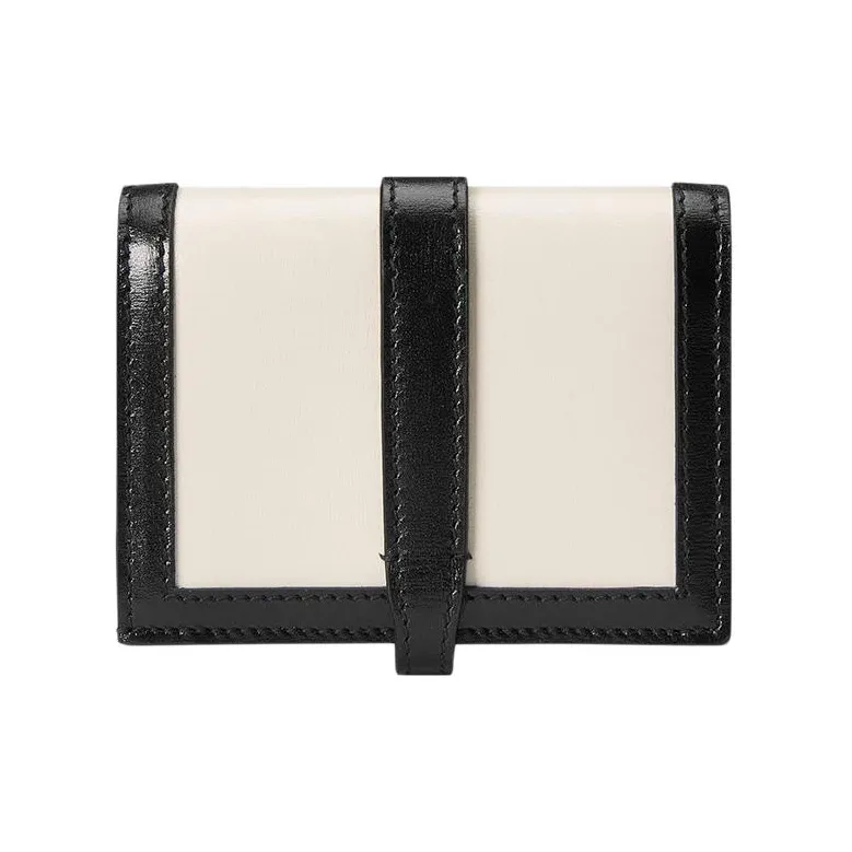 GUCCI Jackie 1961 Leather Clutch Wallets Card Holders Small Size Women's Black White-1