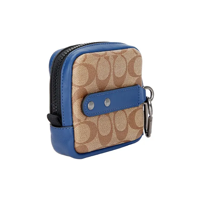 COACH Disney Collaboration Pouch Coated Canvas With Leather Clutch Card Holder Coin Purse Mini Men's Navy Admiral Blue-2