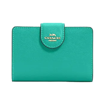 COACH Corner Zip Cross Grain Leather Coin Pocket Card Holder, Wallet Women's Jasper