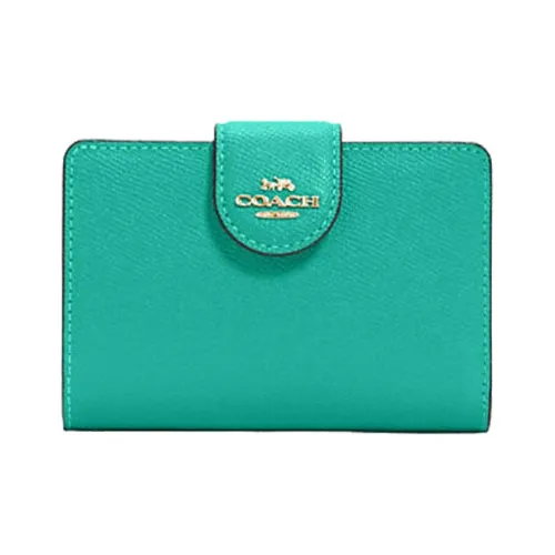 COACH Corner Zip Cross Grain Leather Coin Pocket Scott Holder, Wallet Women's Jasper