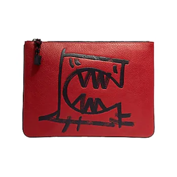 COACH X Guang Yu Guangyu Collaboration Pouch Leather Wallets Clutches Large Size Women's Red