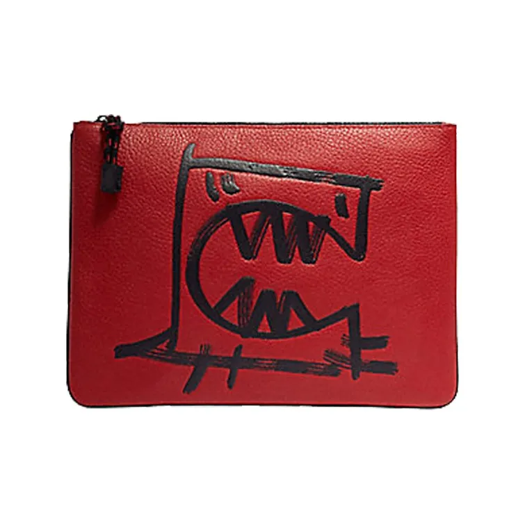 COACH X Guang Yu Guangyu Collaboration Pouch Leather Wallets Clutches Large Size Women's Red-0