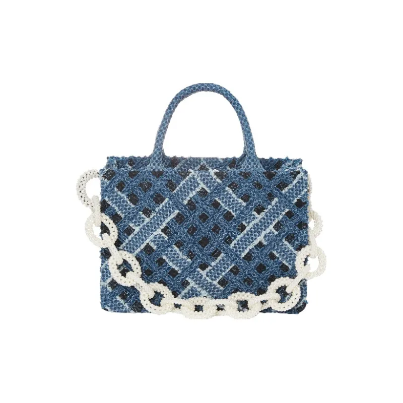 Laurence & Chico Denim One Shoulder Handbag Women's Dark Blue/Light Blue-1